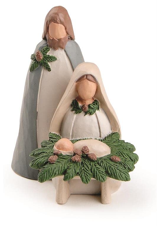 Blossom Bucket 228-13543 Nativity Scene with Christmas Greens Figurine, 3.25-inch Height