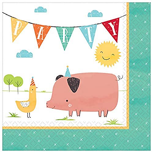 Amscan Barnyard Birthday Luncheon Napkins, One size, Multicolor