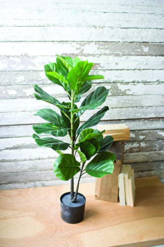 Kalalou CNL1213 Artificial Fiddle Leaf Fig in A Pot, Black