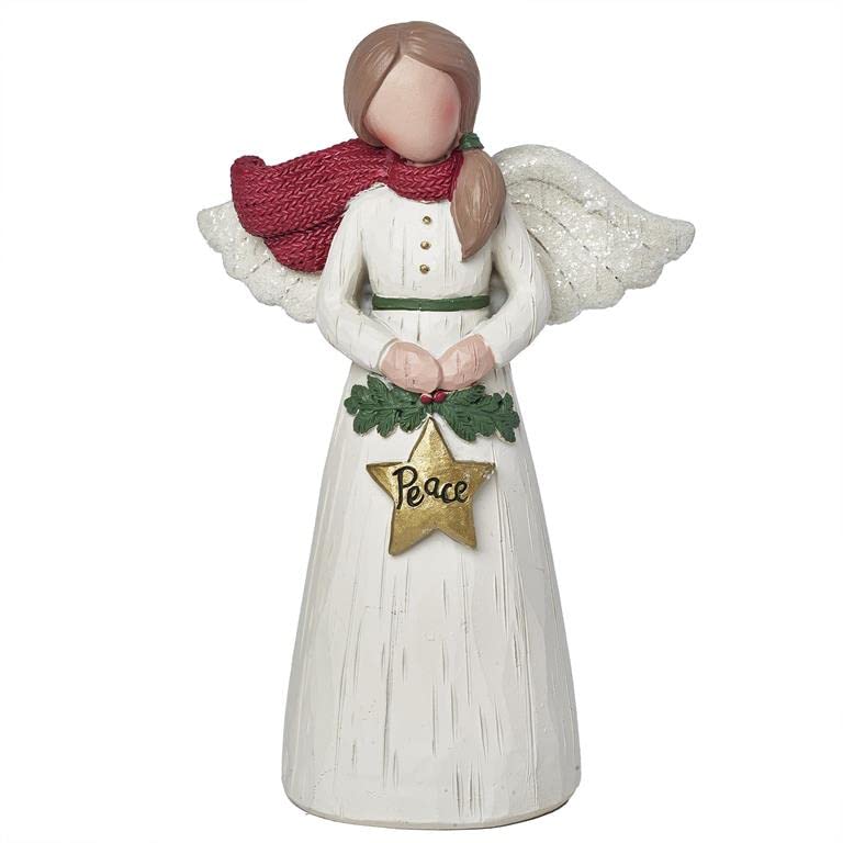 Blossom Bucket Peace Angel with Christmas Greens and Star