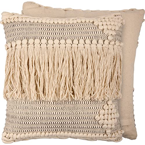 Primitives By Kathy 114004 Boho Tassels Throw Pillow, 18-inch Square