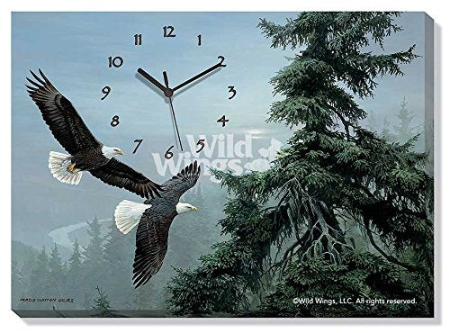 Wild Wings(WI) Above The Mist - Bald Eagle Canvas Clock by Persis Clayton Weirs
