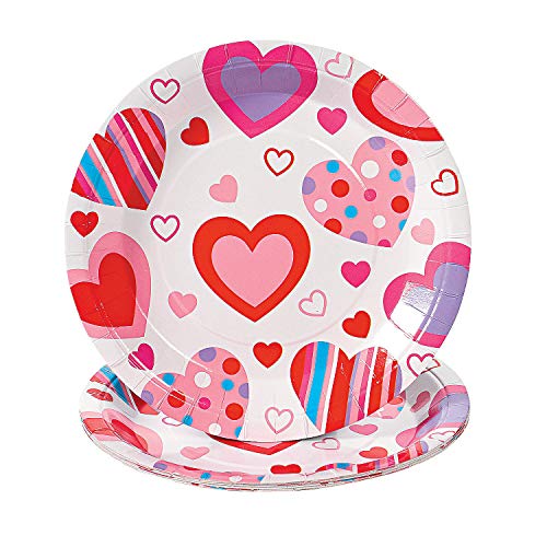 Fun Express VALENTINES HEARTS DINNER PLATES (25PC) - Party Supplies - 25 Pieces