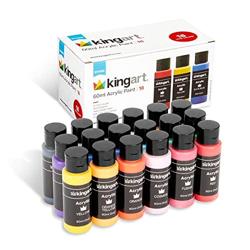 KINGART Studio Craft Acrylic Paint, in 18 Classic and Vibrant Shades with Rich Pigments and a Thick, Creamy Finish