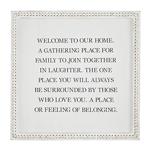 Mud Pie Welcome Bead Plaque, 22" x 22", Multicolor, Wood