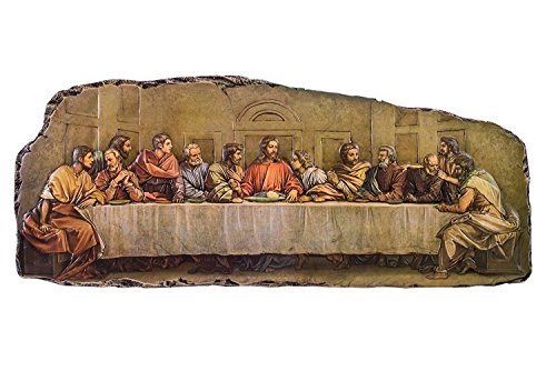 Roman The Last Supper Exposed Edged 18.5 Inch Resin Stone Wall Plaque