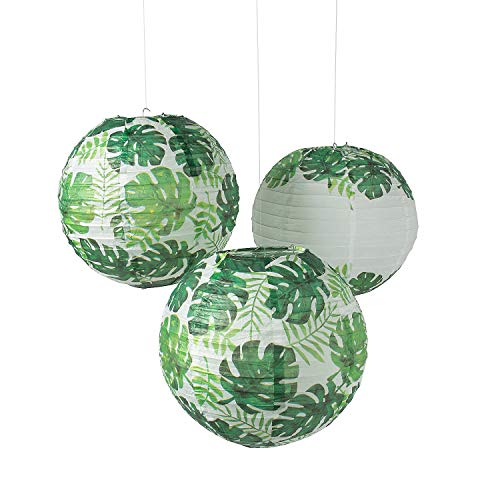 Fun Express Palm Leaf Hanging Paper Lanterns - Party Decor - 6 Pieces