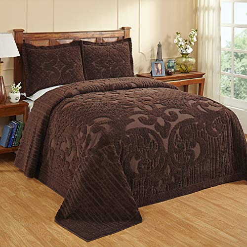 Better Trends Ashton Collection is Super Soft and Light Weight in Medallion Design 100 Pecent Cotton Tufted Unique Luxurious Machine Washable Tumble Dry, Twin Bedspread, Chocolate
