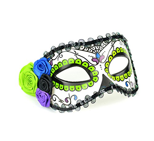 Midwest Design MaskIt MAU63 48010 Lime, Blue, Black and Purple Day of The Dead Half 7.5x3.5-inch, 1pc