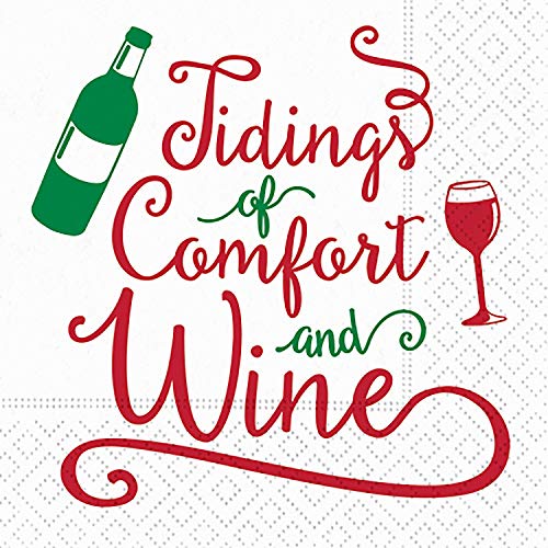 Design Design 624-10182 Christmas Cocktail Napkins, 9-inch Square (Tidings Of Comfort And Wine)