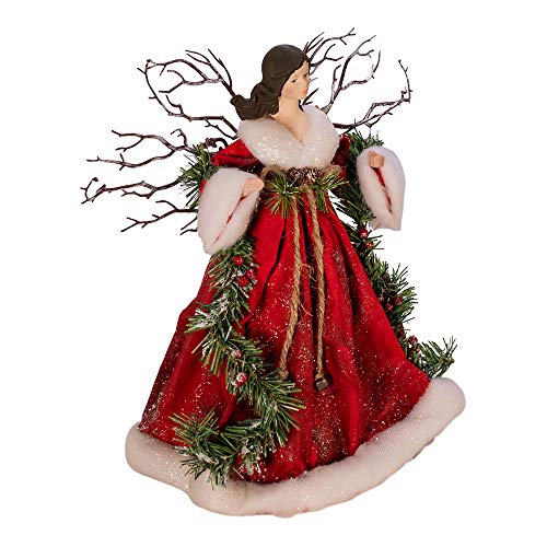 Kurt Adler Kurt S. Adler 14-Inch Fabric Mache Red Angel Treetop, Multi