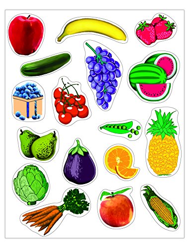 Hygloss Products Fruits & Vegetable Stickers for Learning About Nutrition-Perfect for Arts, Crafts, Classroom & Much More-17 Self-Adhesive per Sheet-25, 25 Sheets, Fruit Shapes