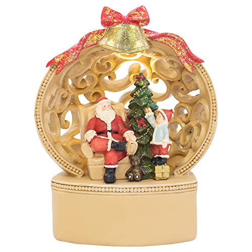 Delton Products Resin LED Santa 5 Inches x 6.5 Inches Bell Scene Home Decor