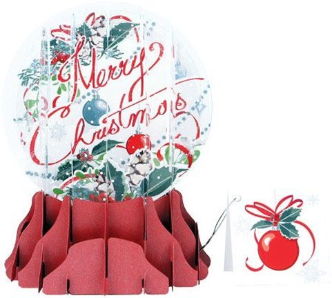 Up With Paper Christmas Greeting 3D Pop-Up Card Snow Globe "Merry Christmas"