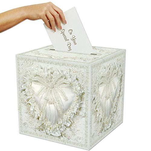 Beistle Durable Paper Card Box Wedding Party Supplies Anniversary Decorations, 12" x 12", White