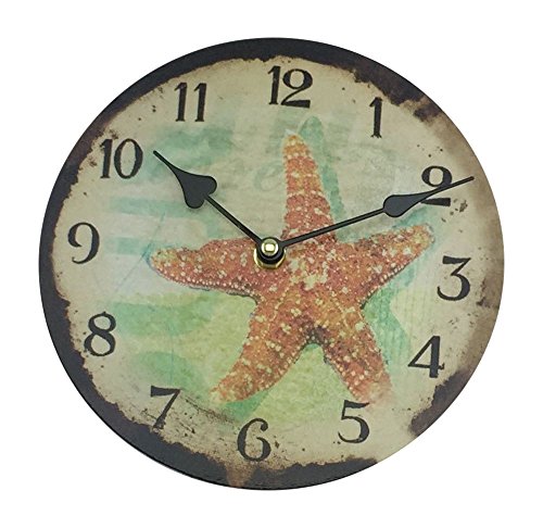 Globe Imports Small Starfish Wall Clock, Coastal Design, 8" Diameter