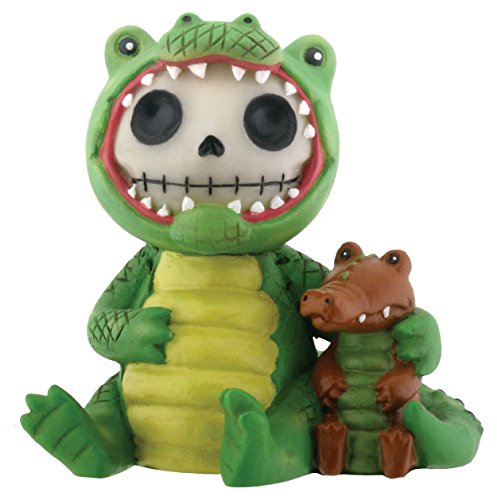 Pacific Trading SUMMIT COLLECTION Furrybones Chompsy Signature Skeleton in Green Crocodile Costume with Tiny Crocodile Buddy