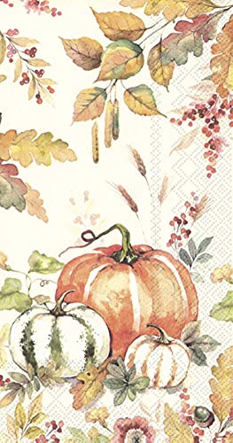 Boston International IHR 3-Ply Guest Towel Buffet Paper Napkins, 8.5 x 4.5-Inches, Pumpkin Love Cream