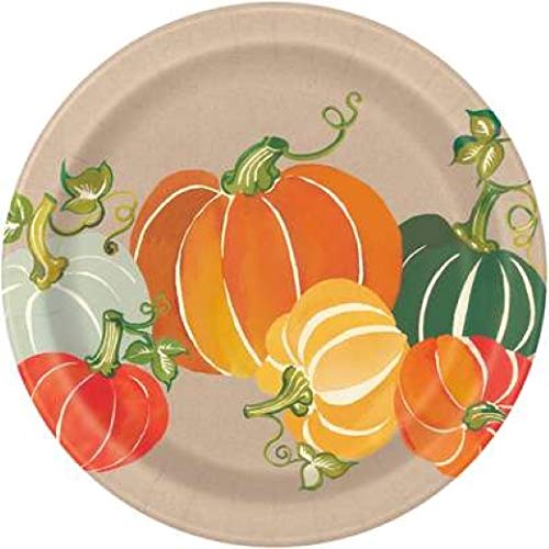 Unique Industries Colorful Pumpkins Round Dessert Plates - 8 Pcs