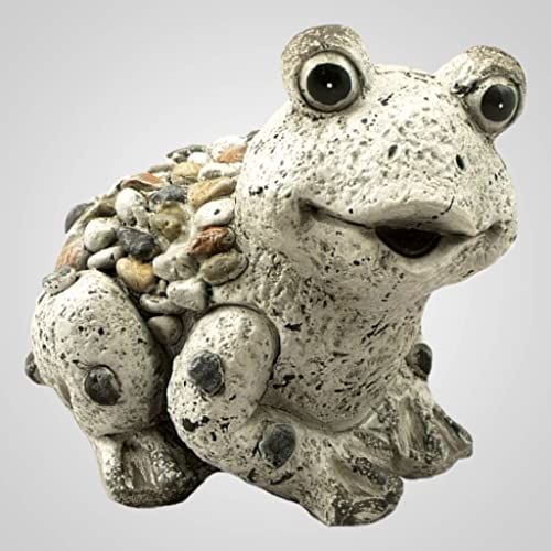 Lipco Poly Stone Pebble-Stone Garden Frog Figurine, 6.13-inch Length, Outdoor Decoration