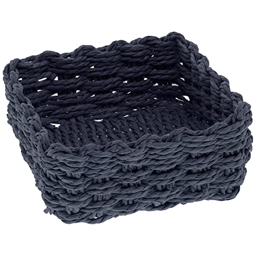 Boston International Woven Basket Napkin Holder Caddy, Cocktail Size, Dark Blue