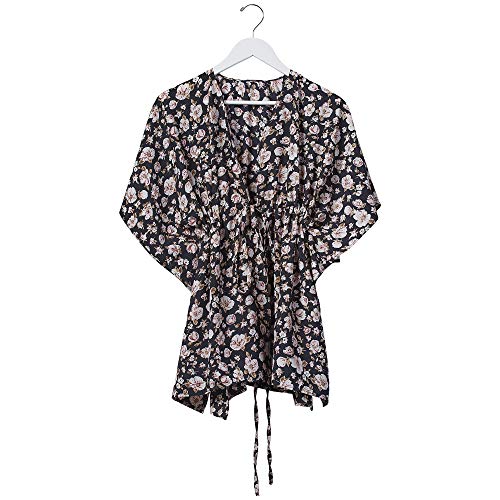 Hadley Wren Tickled Pink Women's Tunic Blouse for Casual or Workwear, Midnight Floral, One Size