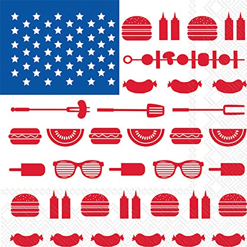 Boston International Eat Drink Host Paper Lunch Napkins, 20-Count, Stars & Stripes