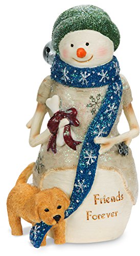 Pavilion Gift Company The Birchhearts-Friends Forever Snowman Figurine with Puppy 4.5 Inch, 4.5", White