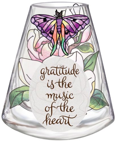 Amia 41172 Petite Sentimental Vase, Magnolia Floral Design with Saying, 4-Inch High