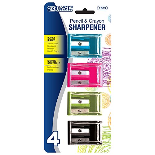 BAZIC Dual Blades Square Sharpener w/ Receptacle (4/Pack)