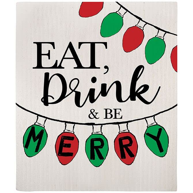 Carson Home Accents Be Merry Swedish Dish Cloth, 7.75-inch Height