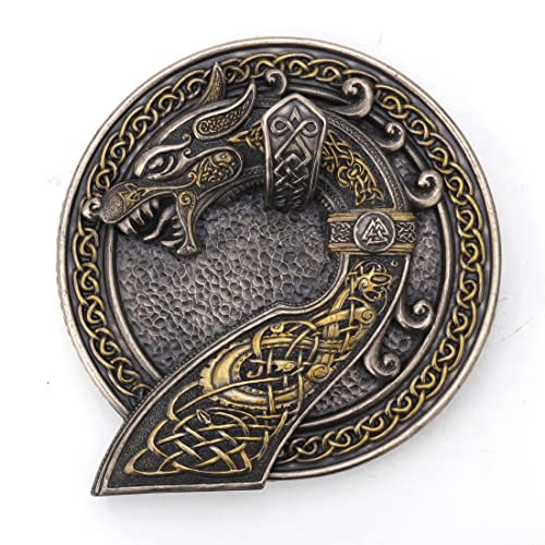 Unicorn Studio Sigur Slaying Fafnir Viking Horn with Dragon Wall Mount Cold Cast Resin Antique Brozne Finish (Wall Plaque)