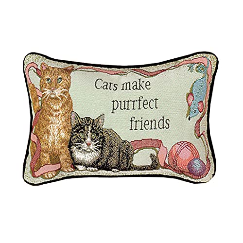 Manual Woodworkers Purrfect Friends Throw Pillow WHITE MULTI