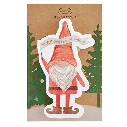 Mud Pie  Figural Napkin Set of 20,7" x 4",Oh Gnome