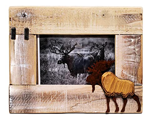 Lipco Lipman Moose Decor Wood and Metal Tabletop Photo Picture Frame, 4x6