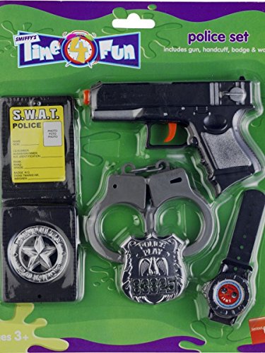 Smiffys Police Set with Gun Handcuff Badge and Watch