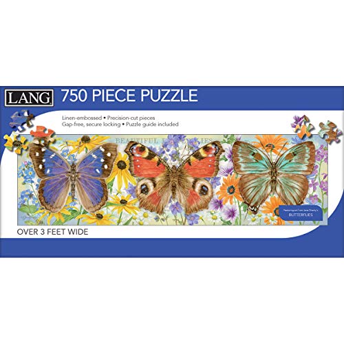 Lang Butterflies Puzzle - 750 PC Panoramic (5041022), Multicolor