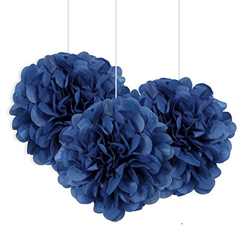 Unique Industries 9" Small Royal Blue Tissue Paper Pom Poms, 3ct