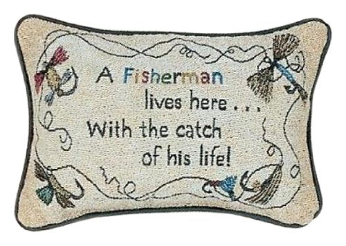 Manual 12.5 x 8.5-Inch Decorative Throw Pillow, A Fisherman Lives Here