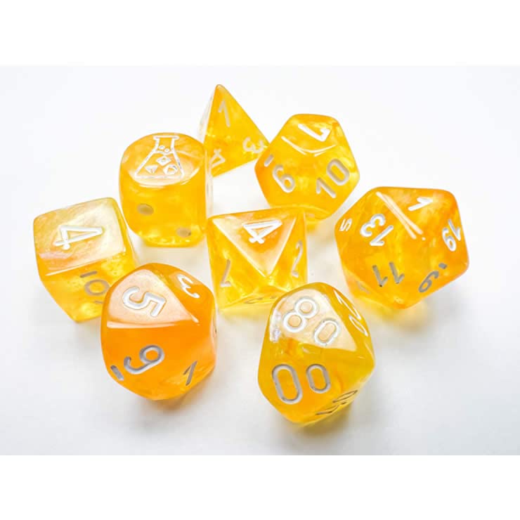 DND Dice Set-Chessex D&D Dice-Lab Dice 6: Borealis: 7Pc Polyhedral Canary/White Luminary (w/Bonus die) Dice Set-Dungeons and Dragons Dice Includes 7 Dice – D4, D6, D8, D10, D12, D20, D% and Bonus D6