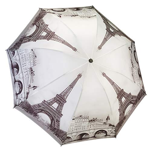 Galleria Reverse Close Folding Umbrella, Paris with art on both sides.