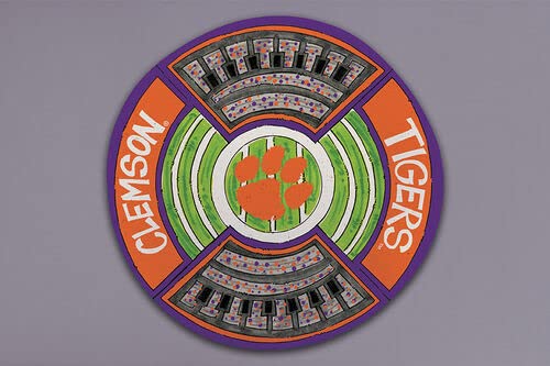 Magnolia Lane Clemson University Tigers Football Stadium Heavyweight Melamine Round Platter, 13.5-inch Diameter, Kitchen Accessories
