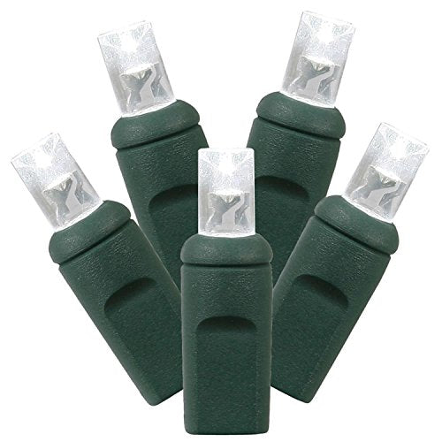Vickerman Set of 100 Pure White Commercial Grade LED Wide Angle Christmas Lights - Green Wire