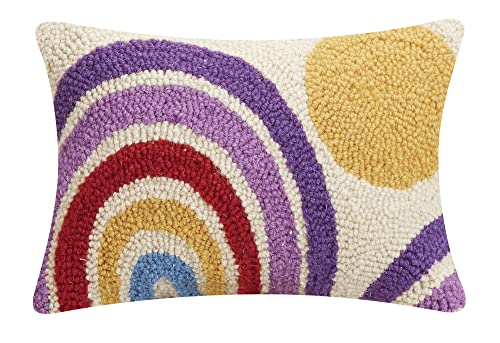 Peking Handicraft Rainbow and Sun Polyfill Hook Throw Pillow, 12-inch Length, Home Decoration