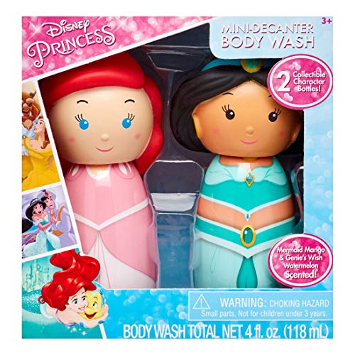 UPD Disney Princess 2-Piece Mini-Decanter Body Wash Set with Ariel & Jasmine Bottles Christmas Stocking Stuffer Gift Set