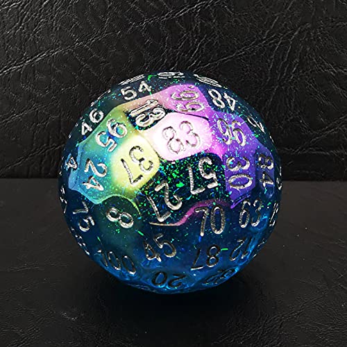 Bescon Dice Dazzling Blue 100 Sided Dice, Game Dice D100, Polyhedral Solid 100 Sides Dice 45MM in Diameter (1.8inch)