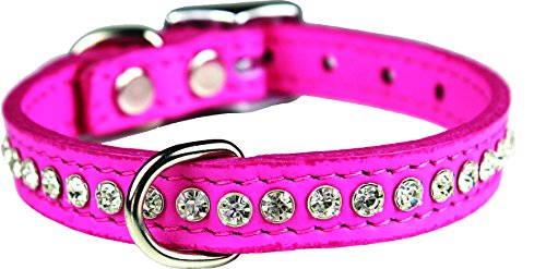 OmniPet Signature Leather Crystal and Leather Dog Collar, 12", Pink