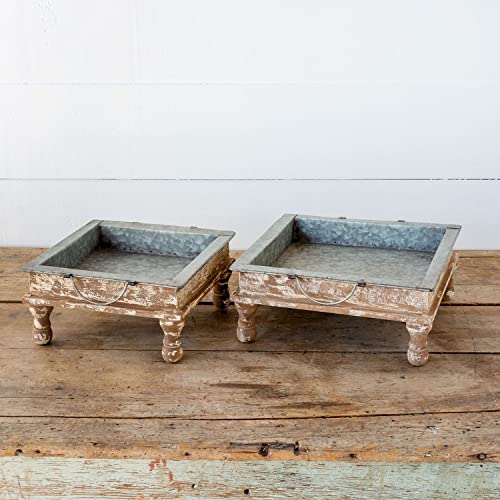 Park Hill Collection EAW00985 Standing Metal Trays, Set of 2, 12-Inch Length