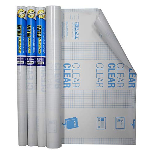 BAZIC 18" X 1.5 Yard (54") Clear Self Adhesive Book Cover, Covering Film Easy Peel Protective Liner for Books Papers Documents, Protect Against Water Tear Dust, Archival Safe, 1 Roll