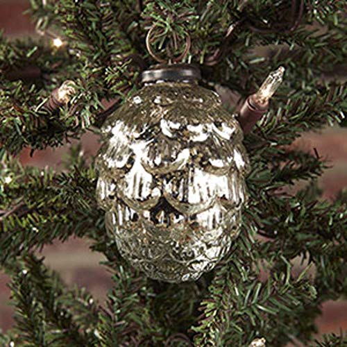 The Country House Collection 89509 Silver Pine Cone Mercury Hanging Ornament, 3-inch Height